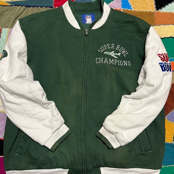 New York Jets REEBOK Super Bowl Champs Green Varsity Jacket XL - Picture 2 of 8